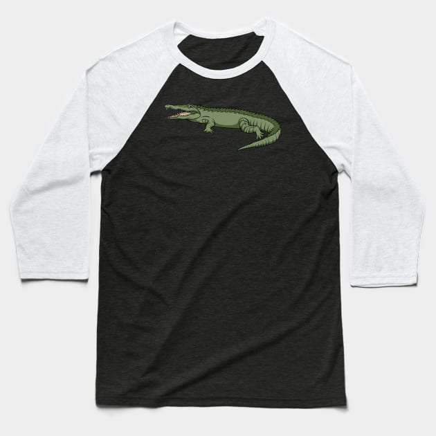 Crocodile Aligator Baseball T-Shirt by fromherotozero